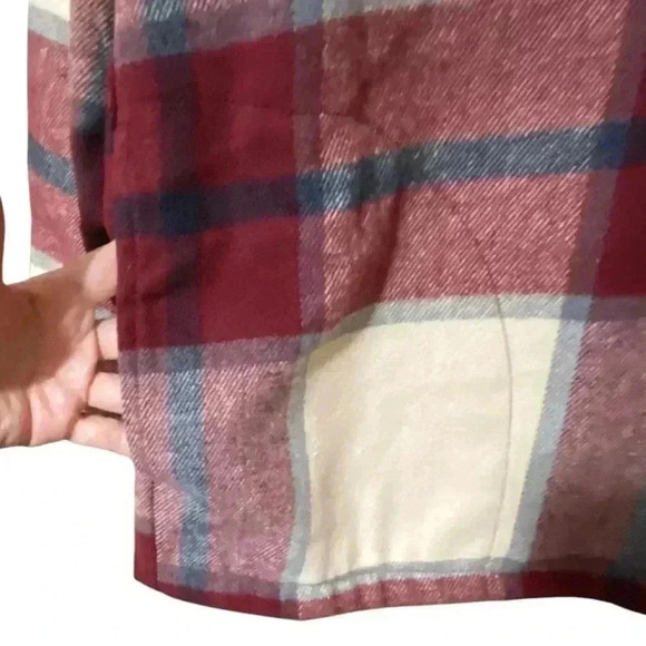 HFX Shirt Jacket L Red Plaid Snap Closure Pocket Midweight Shacket Outerwear NWT - Picture 7 of 11